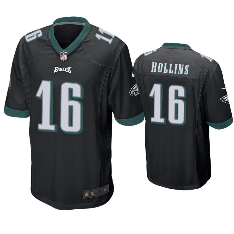 Men Philadelphia Eagles 16 Mack Hollins Nike Black Game NFL Jersey